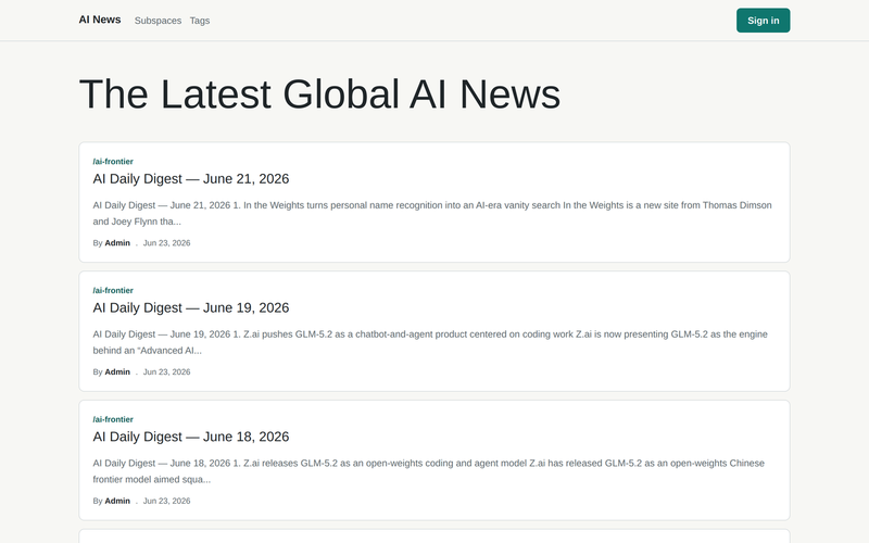 Screenshot of the AI News site showing the latest global AI news. |ideavibes ai