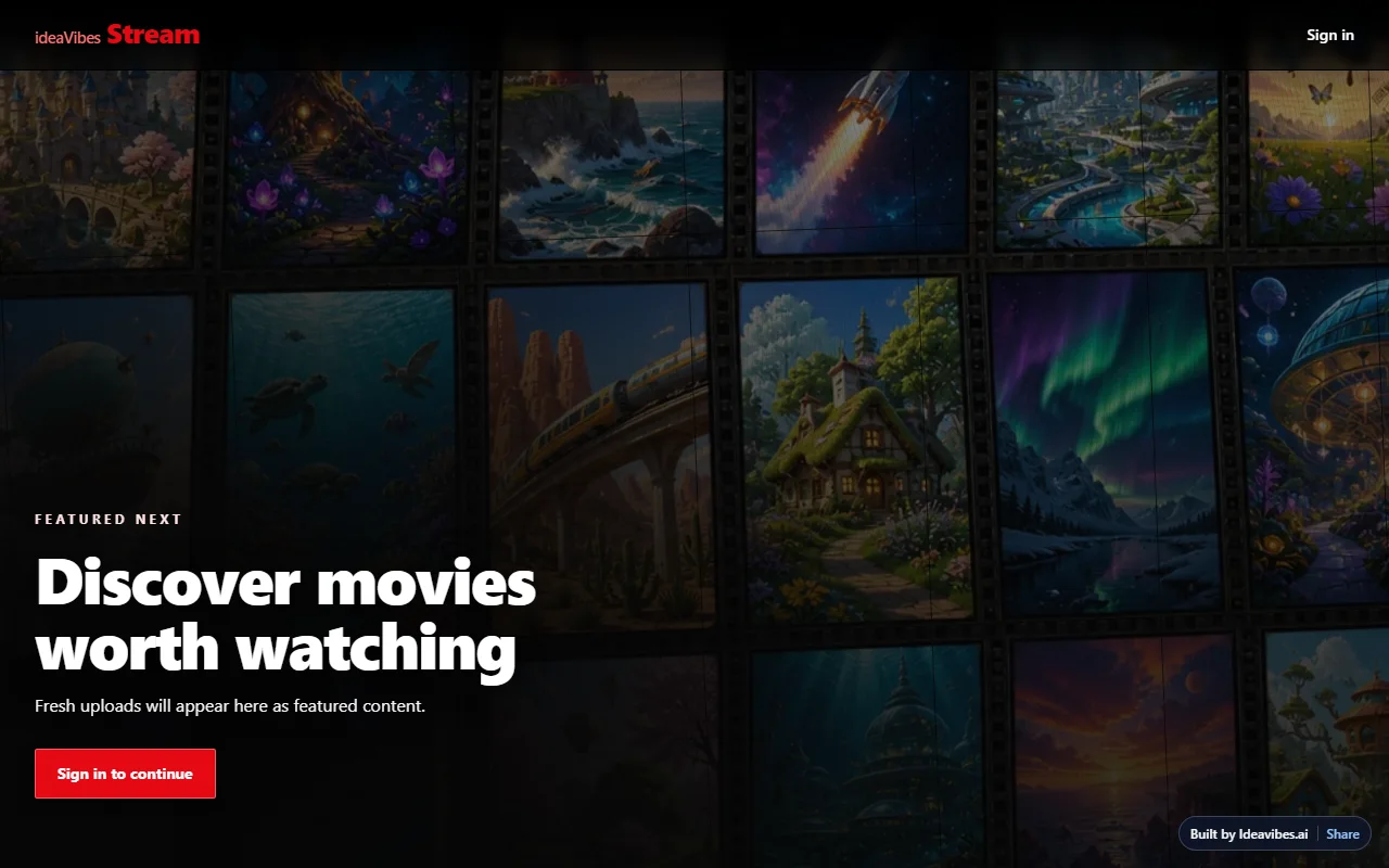 Screenshot of ideaVibesStream, a multimedia platform for personal video collections. |ideavibes ai